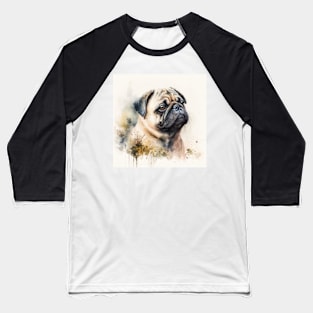 Pug Watercolour Style Painting Baseball T-Shirt